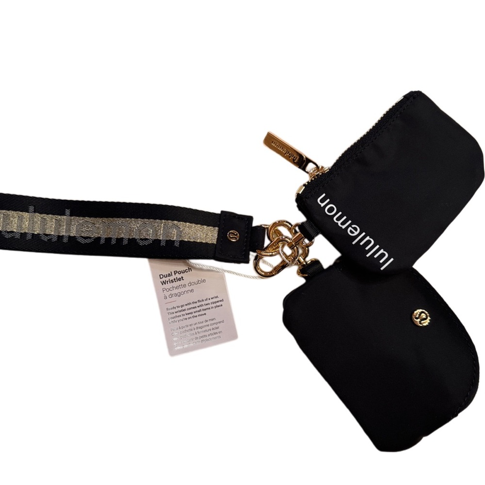 Lululemon Black Wristlet with Gold Details